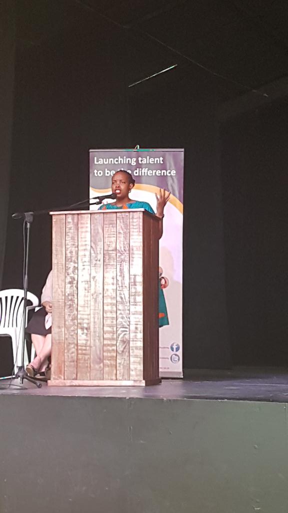 LindsayC_B's tweet photo. @PYDAcademy #graduation guest speaker and all round awesome human, @Nomonde_Kubheka sharing her story and encouraging the students to build bridges #launchingtalent https://t.co/FlLR7osSFM