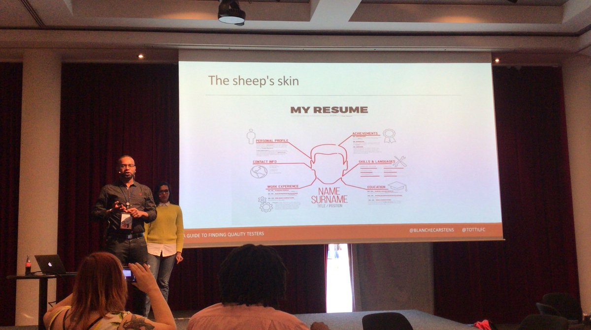 lilitshark's tweet photo. @tottiLFC and @BlancheCarstens 
are telling us insights about hiring people in their company with fun stories! Very interesting topic as most of the attendees are involved in hiring process! #AgileTD https://t.co/PlnUMdZgRZ