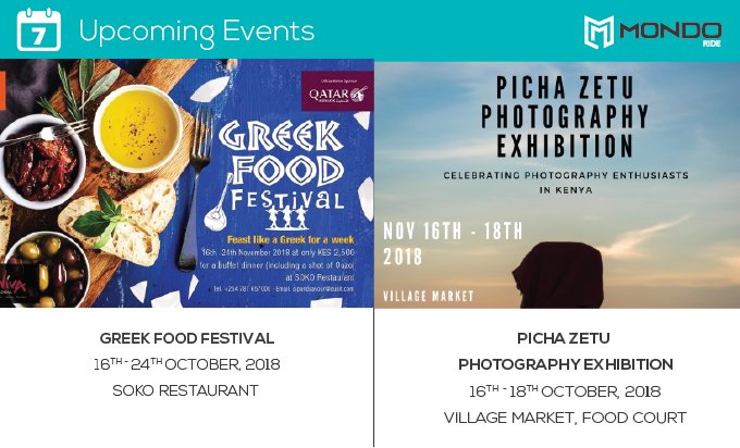 MondoRide254's tweet photo. Soko Restaurant and @VillageMarket come through this weekend to give you a cultural experience with amazing 🤩 Greek cuisine 🤤 and a Photography 📸 exhibition.
Download 📲 Mondo Ride at https://t.co/pAOmVTLx3s today and hail a ride 🚕 these awesome #events 😃 #EventsKE #Nairobi https://t.co/3dd4no1FDe