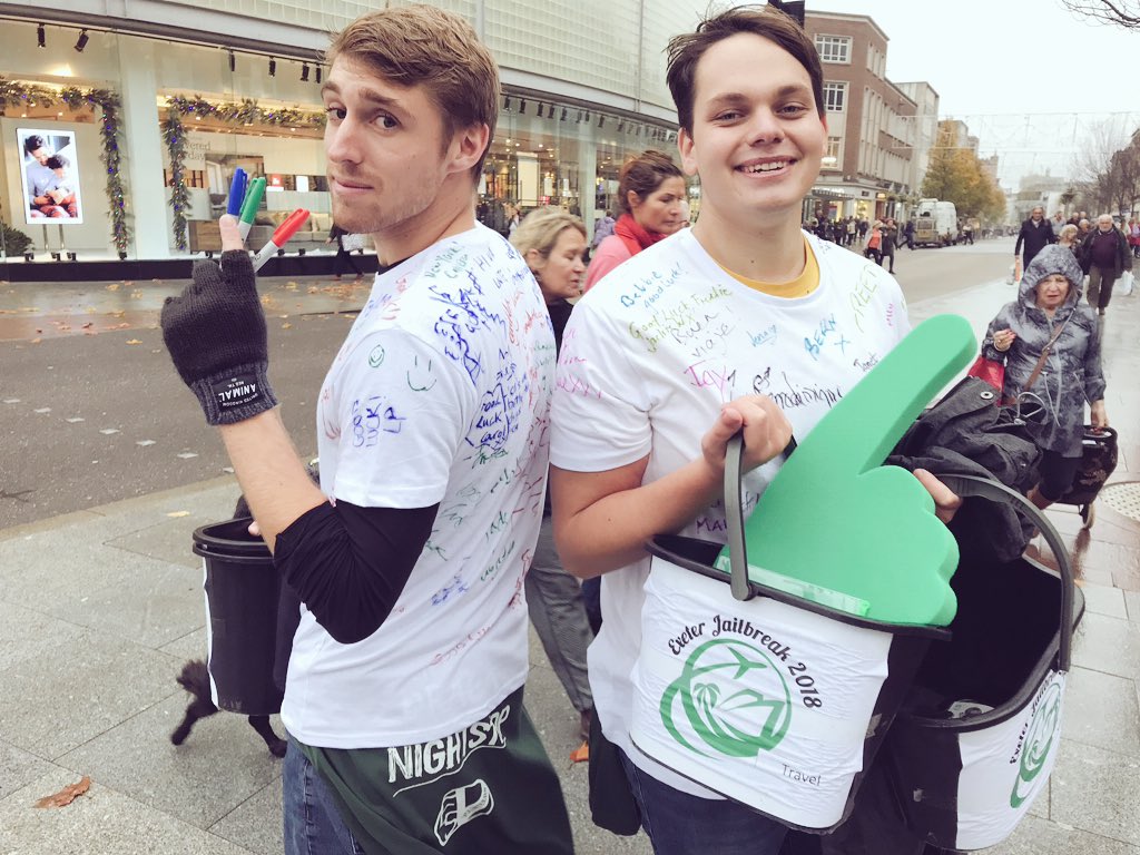 winginitEJB's tweet image. Come to Exeter High Street, sign our shirts and donate some money to our fantastic charities - @ThePetesDragons and @DepaulNightstop Devon. 😁 #ExeterJailbreak