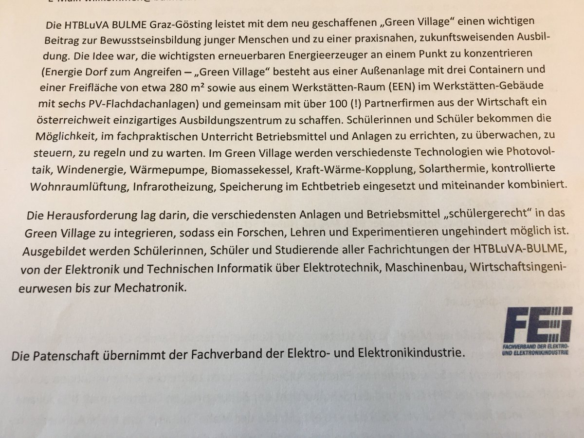 FEEI_Austria's tweet photo. Wir gratulieren allen Gewinnern des #IMST-Award 2018, deren Projekte heute @ Haus der Industrie prämiert werden 🎓🎁🏆 & besonders der HTL #Bulme #Graz für die Prämierung des #GreenVillage. Well done! Zum #IMSTAward: https://t.co/Ea4ouWwjak 🇦🇹 #Wissenschaft #Unterricht #Technik https://t.co/zL0qGUPP8r