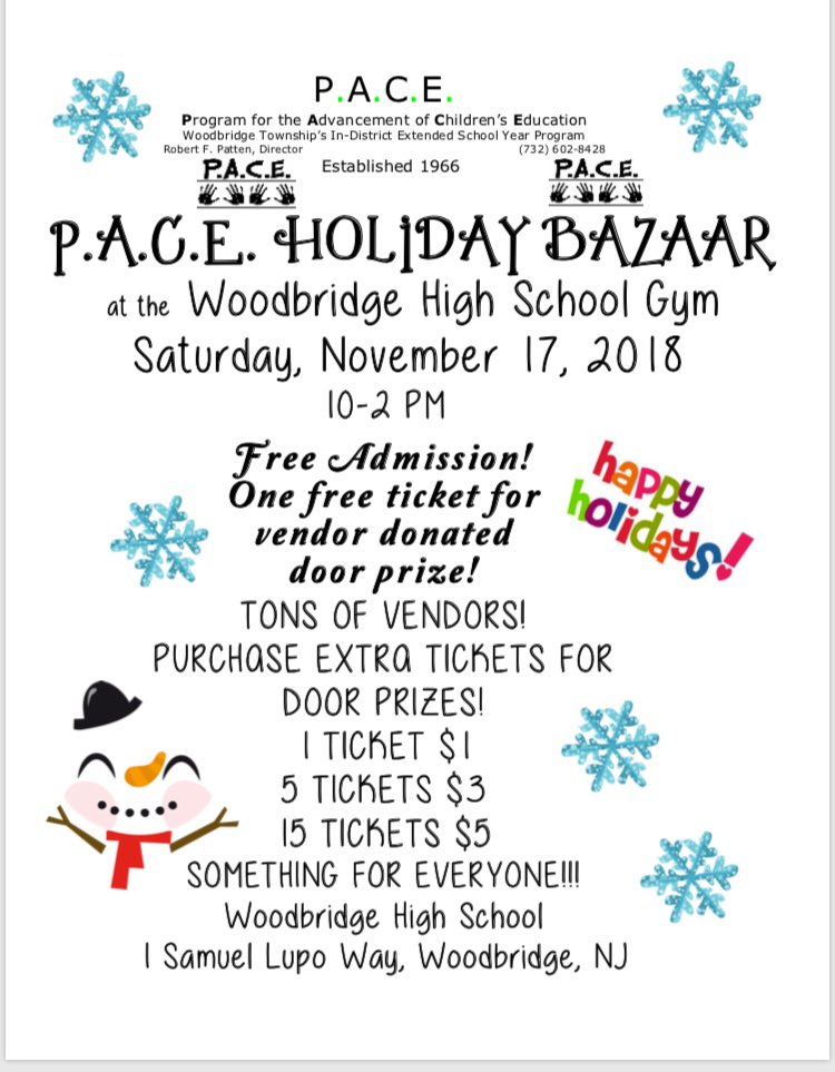 SueBourdin's tweet photo. ***RETWEET PLEASE 🚨 ❄️🌟😊PACE Holiday Bazaar tomorrow 11/17!! 10-2 at Woodbridge HS Gym!! The holidays will sneak up on us like the snowstorm yesterday!! Get a start shopping with some great vendors! Don’t miss out! https://t.co/K3stR1D1st