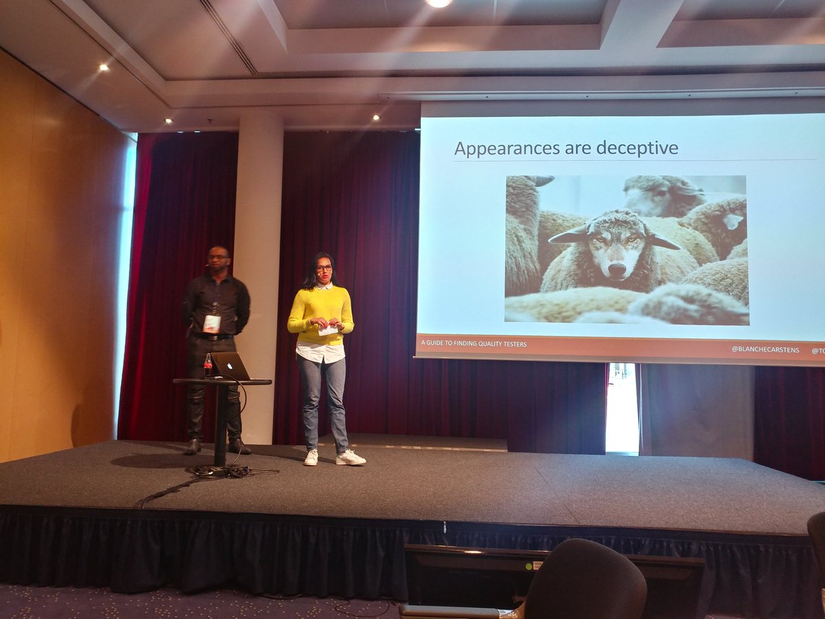 ozchihwayi's tweet photo. @BlancheCarstens and @tottiLFC sharing their secrets of recruiting super awesome testers.. @AgileTD Look beyond the cv, look for curiosity , people who are not like us #AgileTD https://t.co/evecqA8vyM
