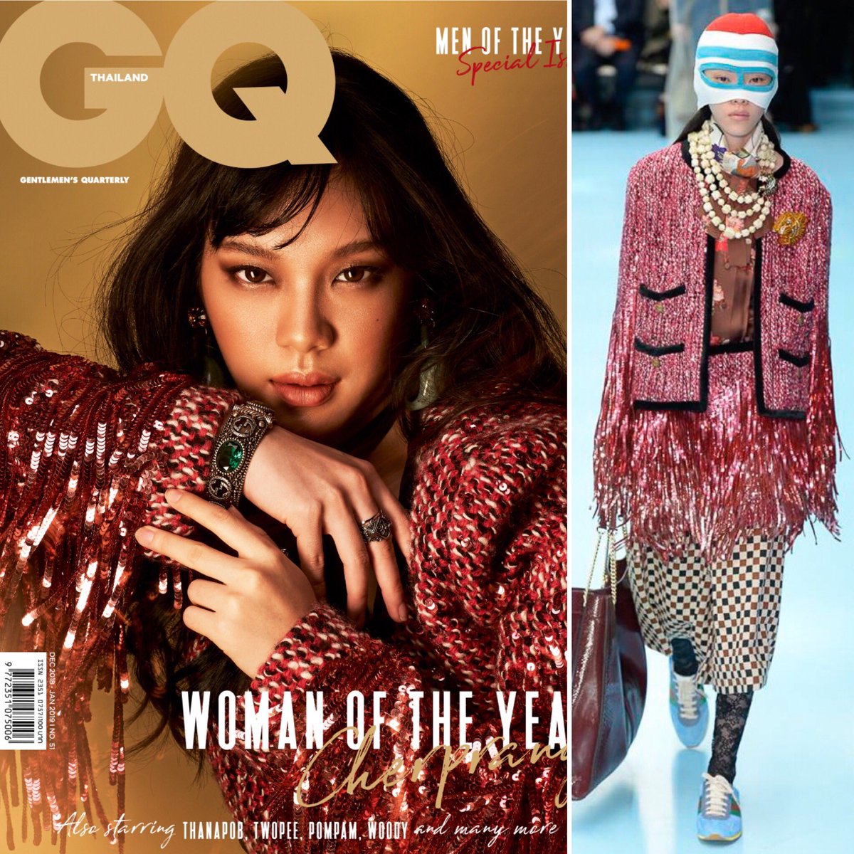 PopKampol's tweet photo. #CherprangBNK48 ในชุดรันเวย์จาก #Gucci บนปก #GQthailand Men of the year award 2018 #GQMOTY2018 https://t.co/TLuYdWjVi1