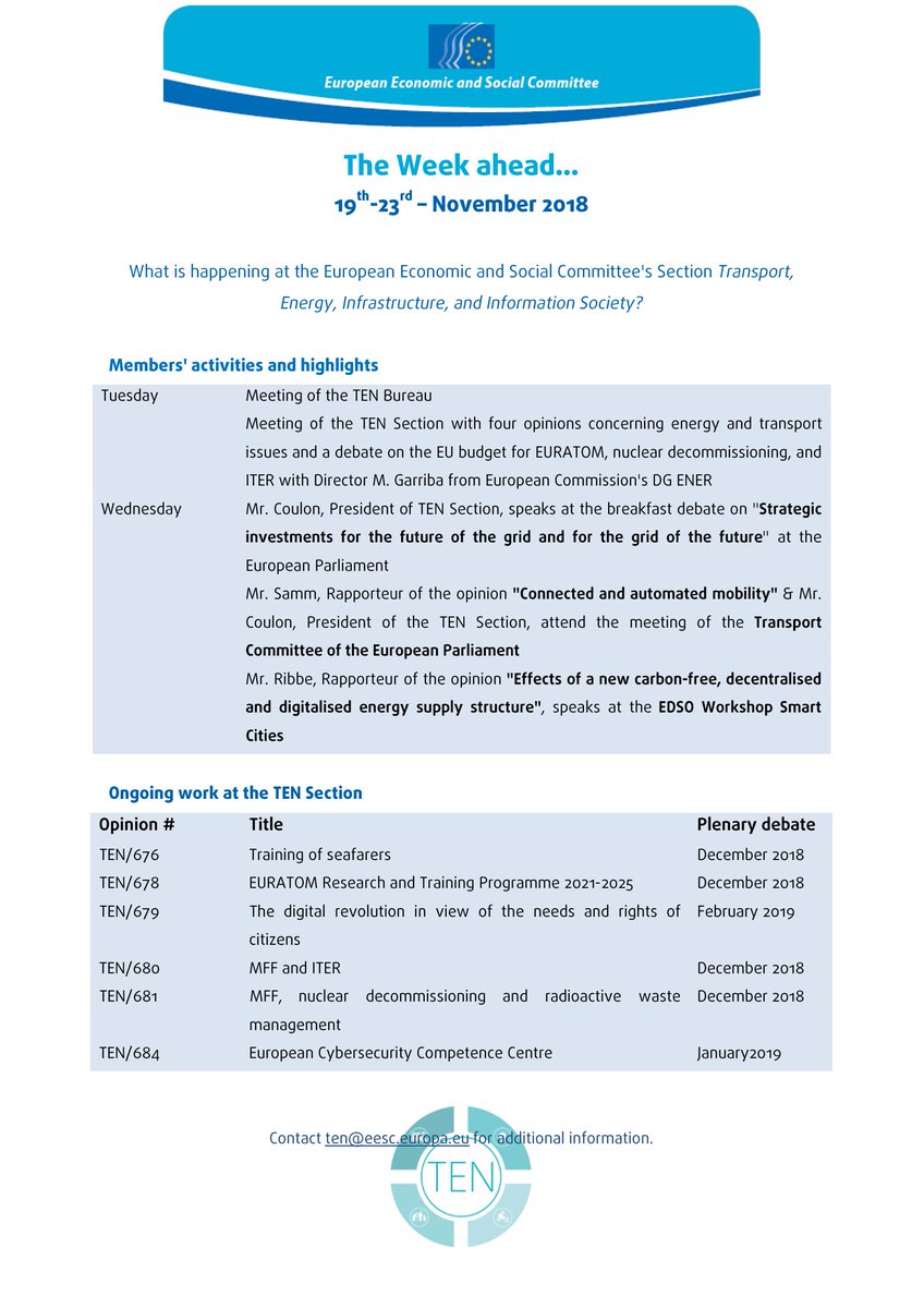 EESC_TEN's tweet photo. The #CleanMobility conference in Vienna is now over
๐But check out our next week's agenda for more #TransportDialogue & #EnergyDialogue!
๐ฉโ๐ฌ#Euratom
๐#MobilityEU
๐ก#Smartgrid
๐๏ธ#SmartCities https://t.co/Zrs7XPLNRa
