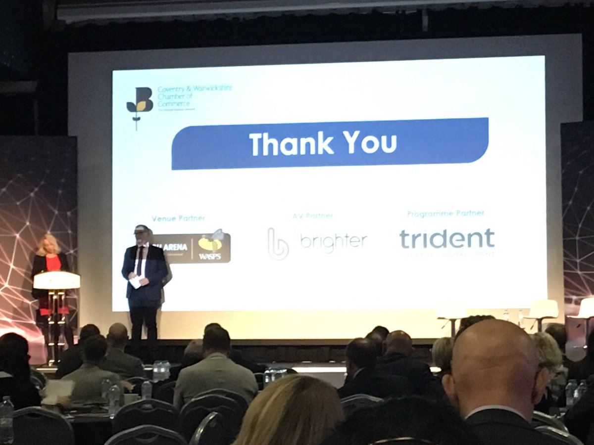 cwchamber's tweet photo. Final thank yous from @Lou_wmchamber to sponsors @WCollegeGroup @petxitraining @RicohArena @WeAreTrid3nt and @BrighterPro as well as Adam Dent of @adventpr for facilitating a great #cwconf18 Thank you to everyone who attended. https://t.co/tZe9UycJlj