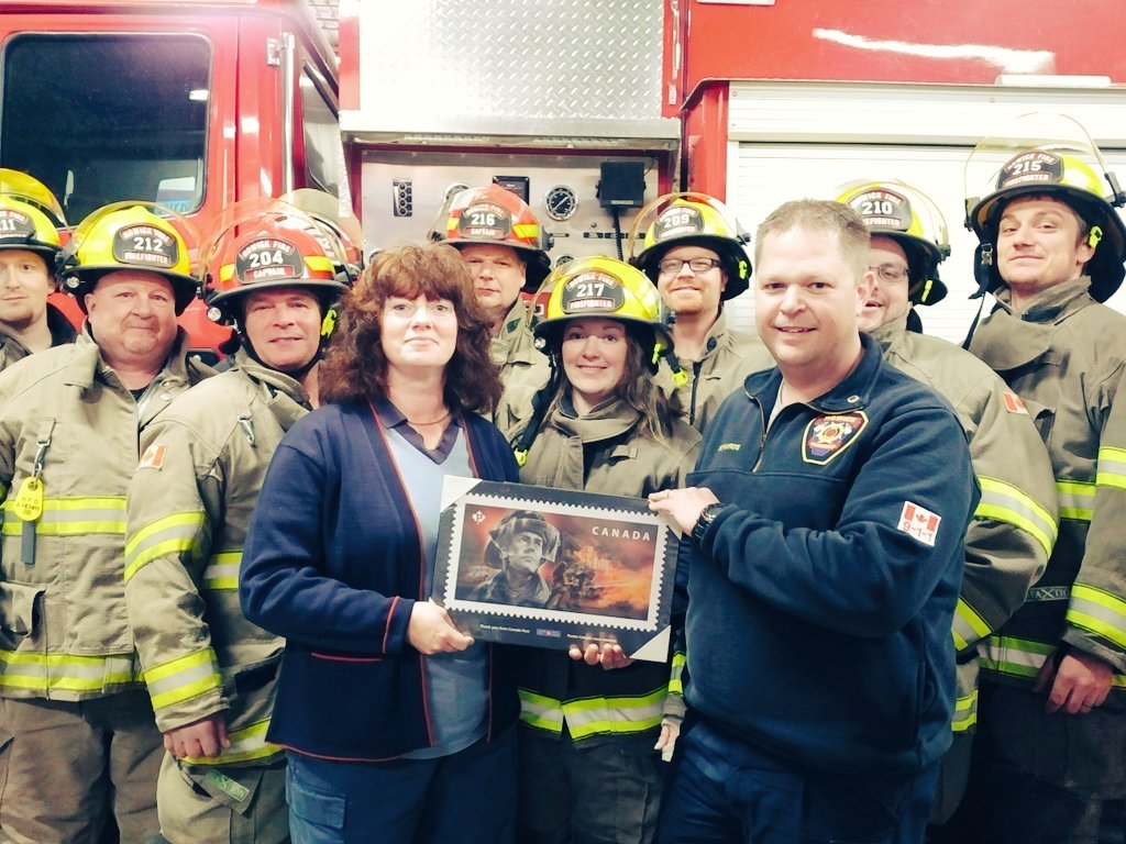 Thank you Jennifer and <a href="/canadapostcorp/">Canada Post</a> for the plaque of the #firefighter stamp from the new #firstresponder #stamp series. 🚒🇨🇦📨
