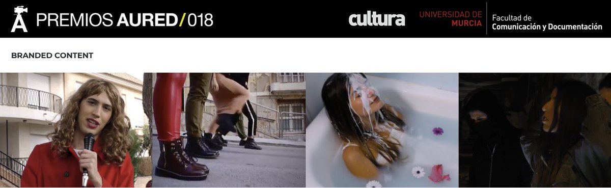 auredcine's tweet photo. Recta final para las votaciones del público. Aquí tenéis los finalistas de la categoría de #BrandedContent https://t.co/JTVpVS2X6J @fcdmurcia @UMU https://t.co/tUzgaR8T7o