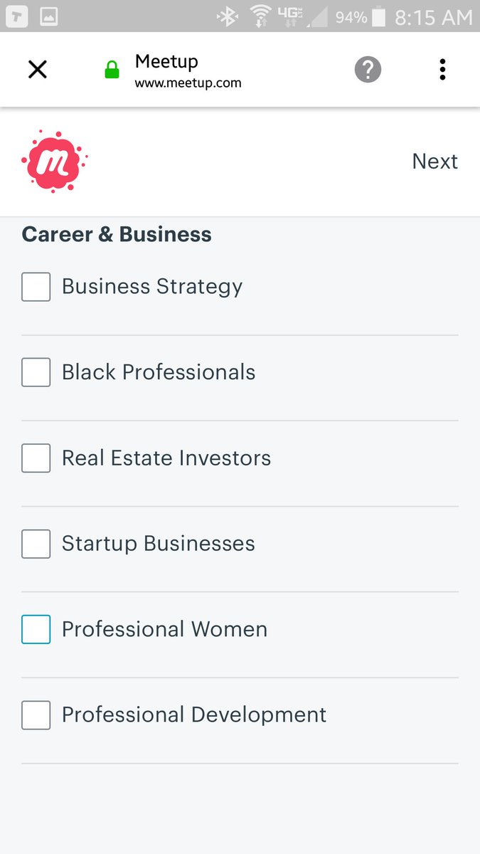 AlexGura9's tweet photo. I've decided to give Meetup a shot , and was going thru the initial setup steps.. 
One of then is depicted below. 
Something is weird regarding the available options,  don't you think? 

Or is it "just me" seeing this weirdness? https://t.co/SC366WowcV