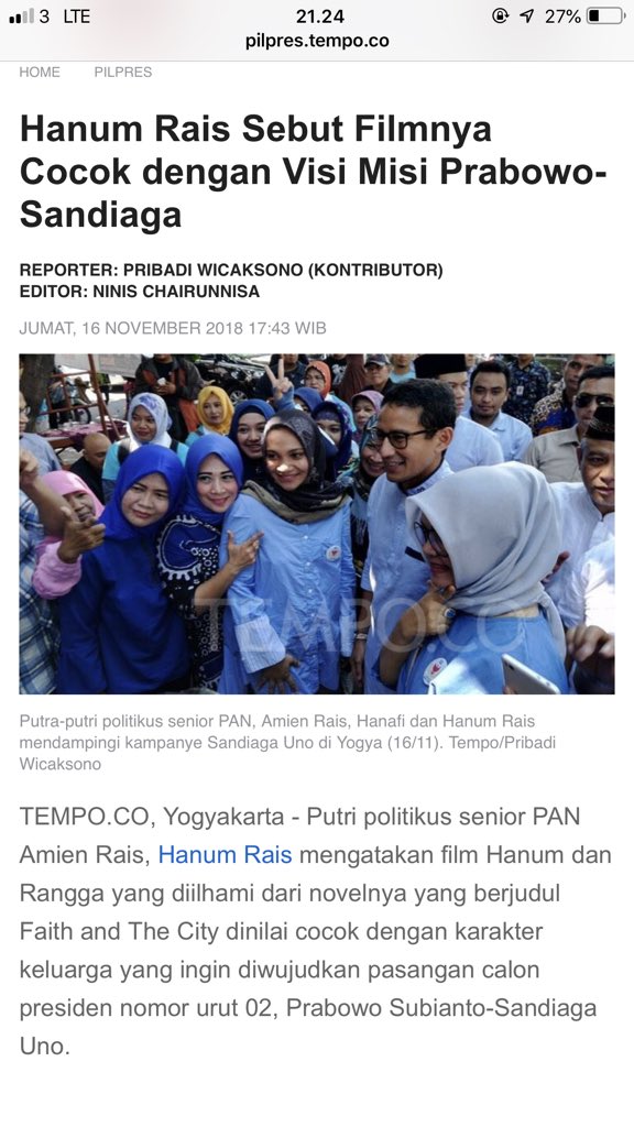 Ini dia pernyataan yg sangat lucu. Hanya berselang sehari 😂😂
<a href="/sandiuno/">Sandiaga Salahuddin Uno</a> 
<a href="/prabowo/">Prabowo Subianto</a> 
<a href="/Dahnilanzar/">Dahnil A Simanjuntak</a> 
<a href="/jokowi/">Joko Widodo</a> 
<a href="/detikcom/">detikcom</a> 
<a href="/tempodotco/">tempo.co</a> 
<a href="/fadlizon/">FADLI ZON</a> 
<a href="/Fahrihamzah/">#AyoMoveOn2024</a> 
<a href="/TsamaraDKI/">Tsamara Amany</a> 
<a href="/MardaniAliSera/">Mardani Ali Sera</a> 
<a href="/AntoniRaja/">Antoni Lumban raja</a>