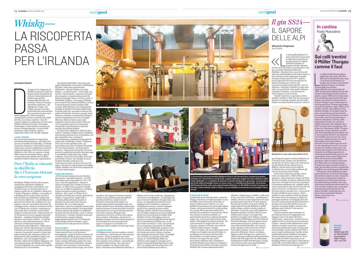 Lovely to get a mention in <a href="/LaStampa/">La Stampa</a> Italian newspaper on this article about the Rediscovery of #IrishWhiskey. Definitely increased interest in Italy, particularly the younger people.