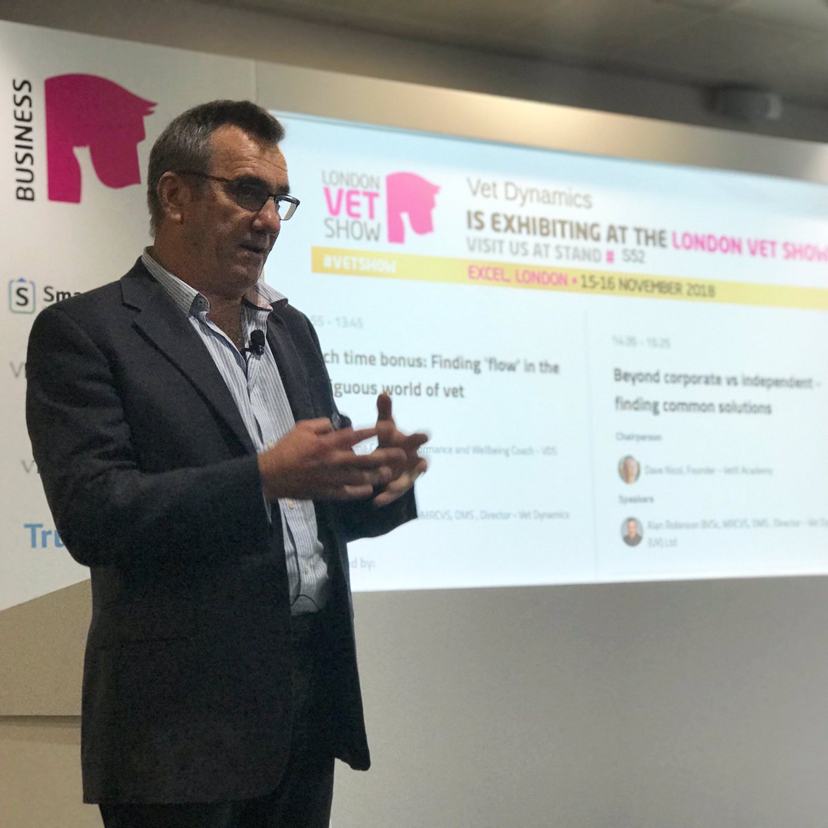 VetDynamics's tweet photo. Don’t miss today’s lecture by Alan Robinson at 2.35pm: Beyond corporate vs independent - finding common solutions #vetshow #londonvetshow https://t.co/J6oj61Z5M9