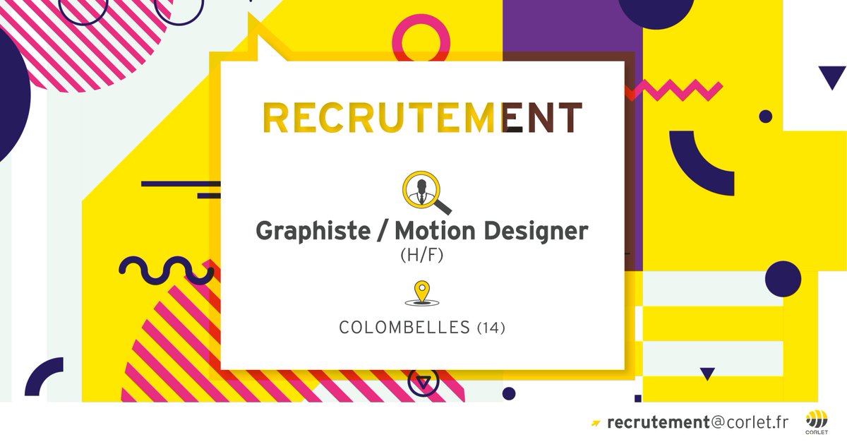 CorletCom's tweet photo. 🔍[RECRUTEMENT]✍ Nous recrutons un(e) Graphiste/Motion Designer H/F pour l'agence - poste basé à #Caen #Emploi #Normandie. Pour consulter l'offre et intégrer notre dream team 😉 rendez-vous sur ➡ https://t.co/n8veF7dKXp https://t.co/p5KIaBBot3