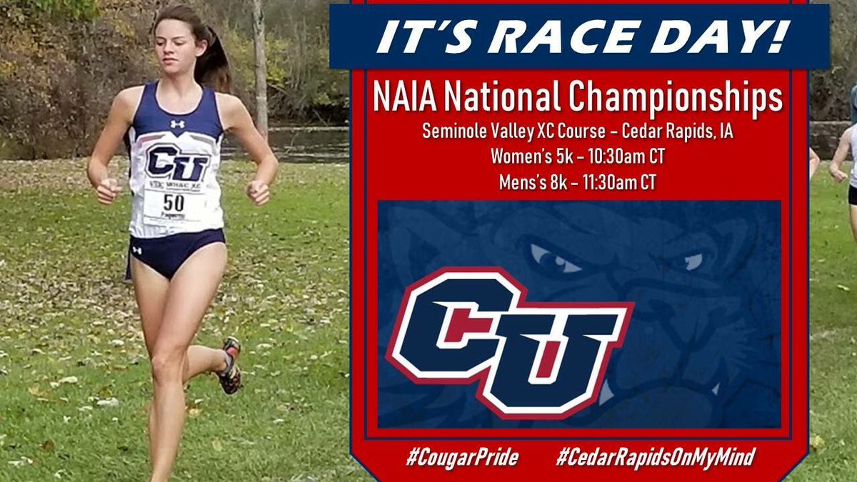 #ItsRaceDay! Mad-Dawg competes at the #NAIAXC Championships!  Women's 5k at 10:30a CT; Men's 8k at 11:30a CT!  #GetPaid #CougarPride #CedarRapidsOnMyMind