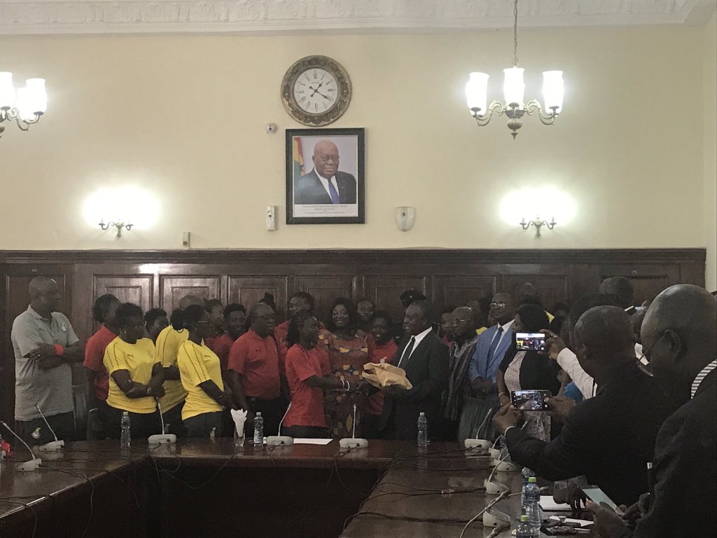 julietbawuah's tweet photo. Ghana's Parliament gives the Black Queens Gh50, 000 ahead of Women’s Africa Cup of Nations. #AWCON2018. https://t.co/81WlWce0a8