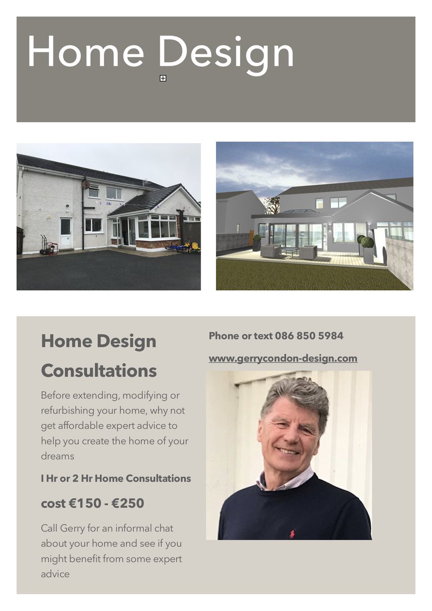Home Design 
Call 086 850 5984 for an informal chat to see how we can help you make the most of your home gerrycondon-design.com
