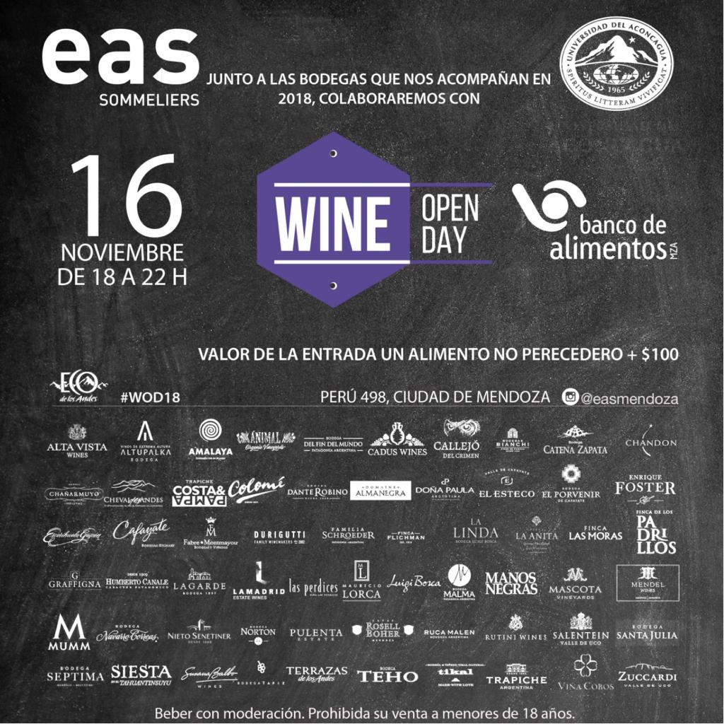 Hoy. Hoy. Hoy. Wine Open Day a beneficio del Banco de Alimentos Mendoza.