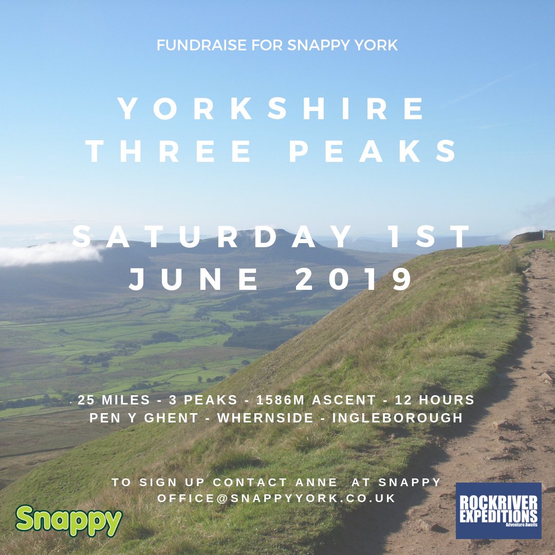 I’m loving this collaboration between @RockRiverExped and @SNAPPYYork to raise funds by taking on the #yorkshirethreepeaks, get involved! #makeadventureshappen #y3p #charityhike