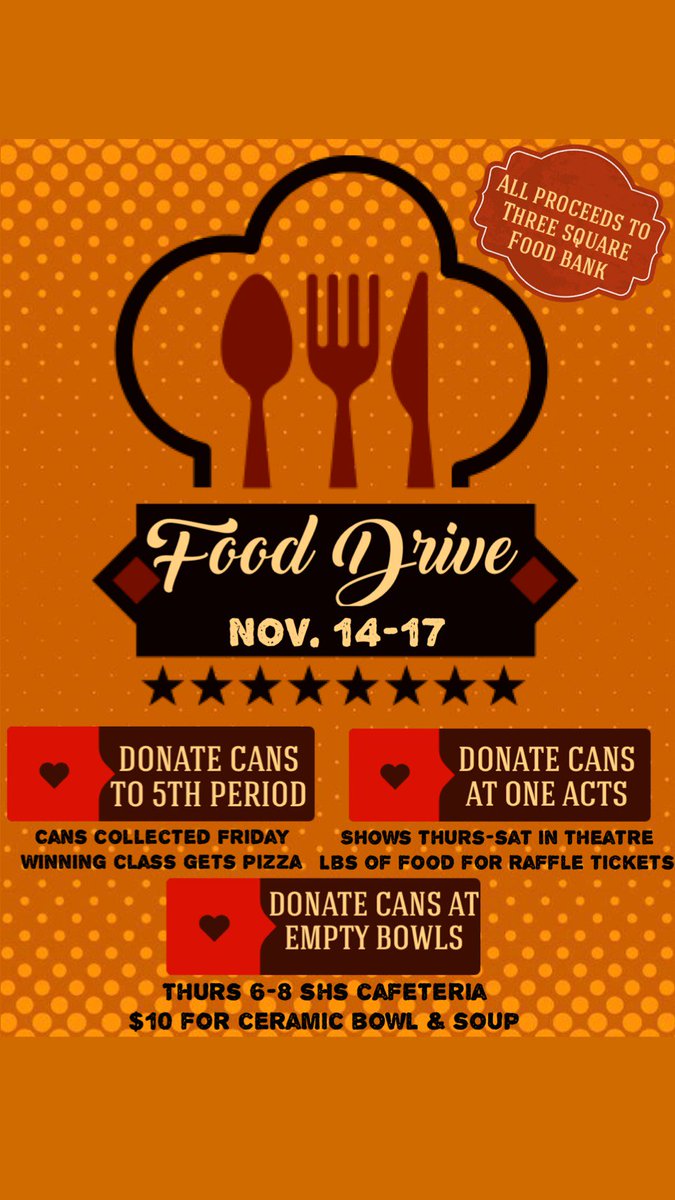 Dont forget to bring food to your fifth hour classes today.