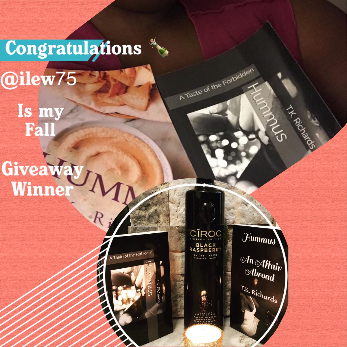 tkrichards1's tweet photo. Congrats to @ilew75 Thank you for supporting me &amp; reading my work as well as reviewing it. Much appreciated 🤗🙏#tkrichards #bookish #bookgasm #books #goodreads #adultfiction #bibliophile #bookclub #amwriting #promotion #readers #cirocblackraspberry #booksbooksbooks https://t.co/wFET3JlzGd