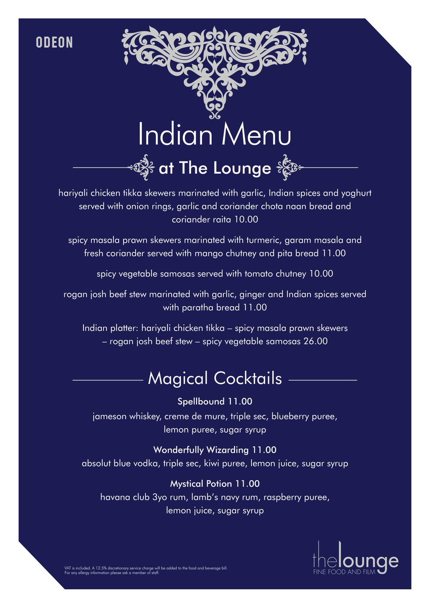 To celebrate the release of Fantastic Beasts: The Crimes of Grindelwald, The Lounge <a href="/ODEONCinemas/">ODEON</a> has released a new Indian and Cocktail Menu. I will be having the Chicken Tikka Skewers followed by a Mystical Potion... what about you?