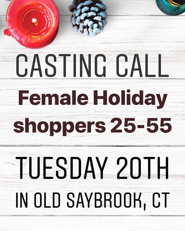 MProVideo's tweet photo. Casting Call for fun Female Holiday Shoppers presenting as ages 25-55. PM if interested for more details: Date: Tuesday Nov 20
Location: Old Saybrook, CT #castingcall #castingcallct #ctmodel #ctphoto https://t.co/GfqUubuQXJ https://t.co/SDMyMyI2tZ