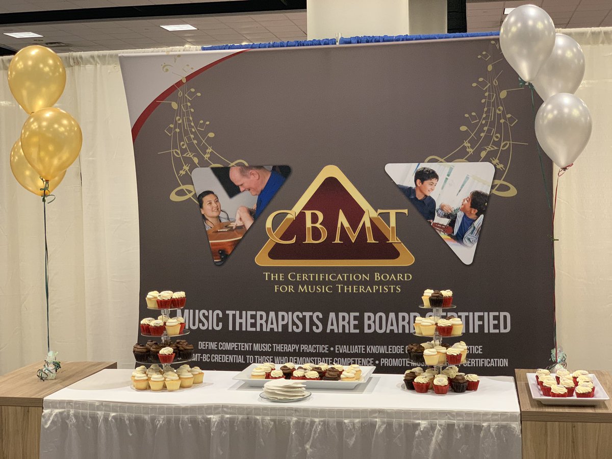 TheCBMT's tweet photo. A great first day at #AMTA18! Make sure to stop by our booth today and tomorrow to meet our staff, get your questions answered and celebrate 35 years of board certification! #cbmtrocks #musictherapy https://t.co/LZ1iymLGLZ
