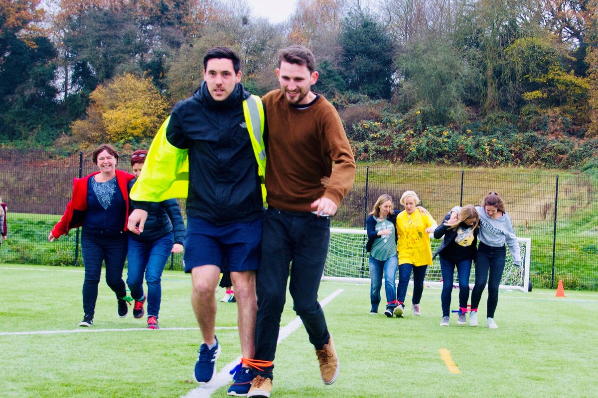 And they're off...Teachers (and honorary English Teacher for the race, Gabby from Y11) fiercely competing in the three-legged race and helping to raise a whopping £1310.31 for <a href="/BBCCiN/">BBC Children in Need</a> #childreninneed2018 Huge thank you to all involved, especially Year 12 who organised the events!