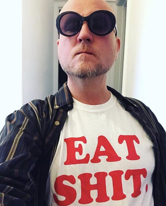 exskeleton's tweet photo. T-shirt to wear on stage at tonight’s @exskeleton gig? (Or has this been done before @antonnewcombe @BJM_Band ?) #eatshit #zincbukowski #excellentskeleton https://t.co/nJLBjv7AqF