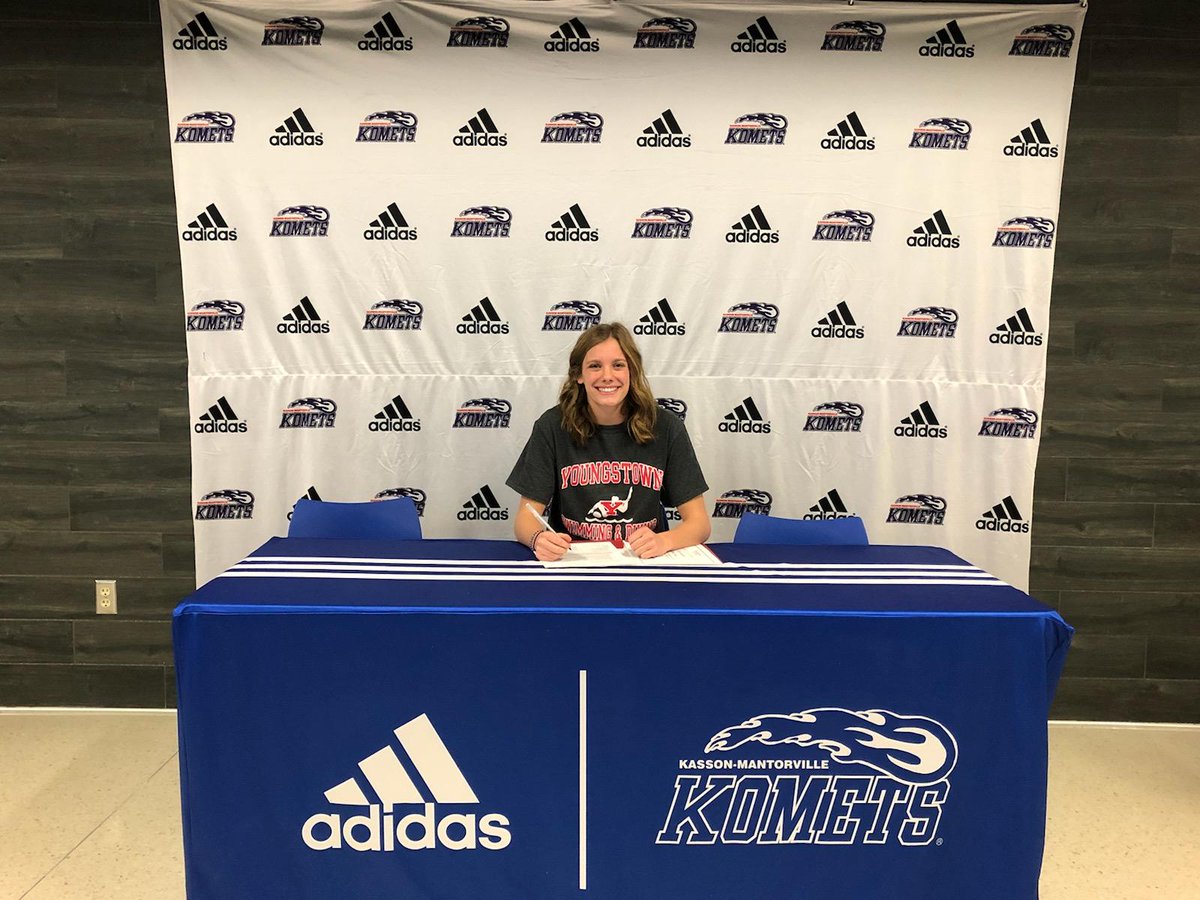 Congratulations to Olivia Wilcox on signing her LOI to attend Youngstown State University on a swimming scholarship!! I haven't researched a lot, but my thought is that she may be the first KM grad to enter college on a swim scholarship!!
