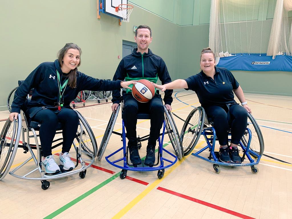 PE staff and students got to have a go at wheelchair basketball today - great fun had by all!