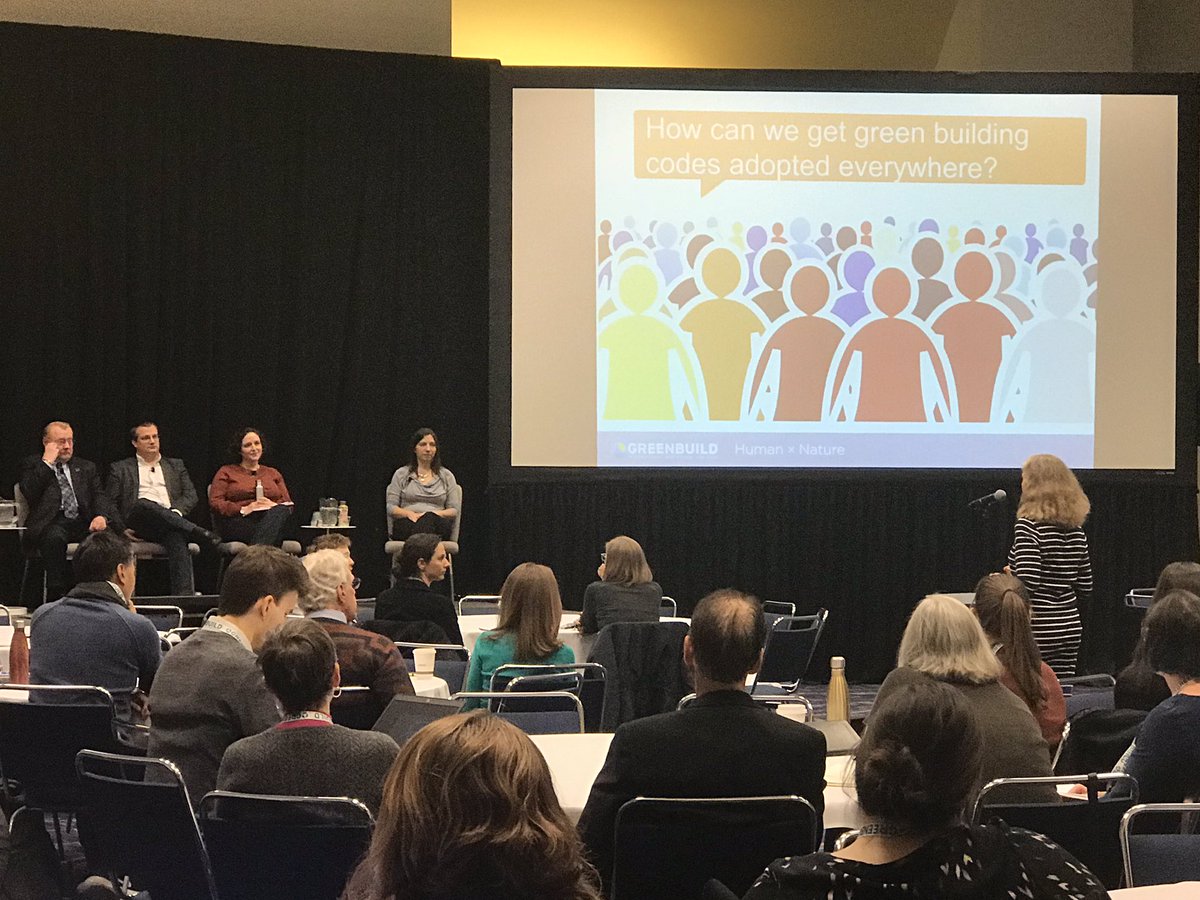 AmandarinSawit's tweet photo. #building code v. #greenbuilding code: Do we mean to build the best worst buildings or the worst best buildings? 8AM #Greenbuild18 session asking all the esoteric questions 🙃 Answer: green code &amp; code should be one in the same. https://t.co/ggtPVzmUUl