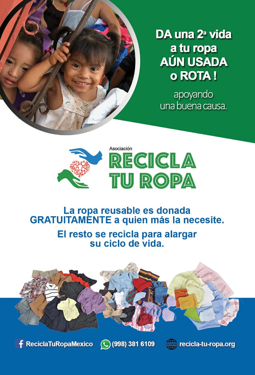 SIRESOL_CUN's tweet photo. Reciclar, es una forma de reducir la generación de residuos, los invitamos a participar en esta labor, donde el beneficio es doble #CancunTierraDeTodos #ReciclaTuRopa #Reciclar https://t.co/L9xhbjCZtC