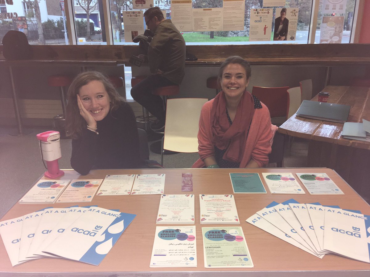 A_CAA's tweet photo. Come and chat to Jade and Nikki from our @ESOL_at_ACAA team about the courses we offer! And sign up for our #ESOL taster session 4-5. @LewishamLibs #ESOLforIntegration #freeESOL https://t.co/VZje9G0FGB