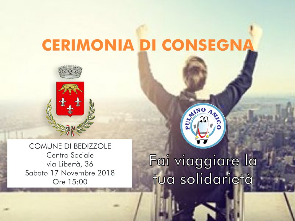 pulminoamicosrl's tweet photo. 📅 16/11/2018 h. 15.00 - c/o Centro Sociale viale Libertà #bedizzole, grazie a tutti gli sponsor ed al loro sostegno, obiettivo Raggiunto! #PULMINOAMICO 🚐💙 https://t.co/J175GNLlhE
