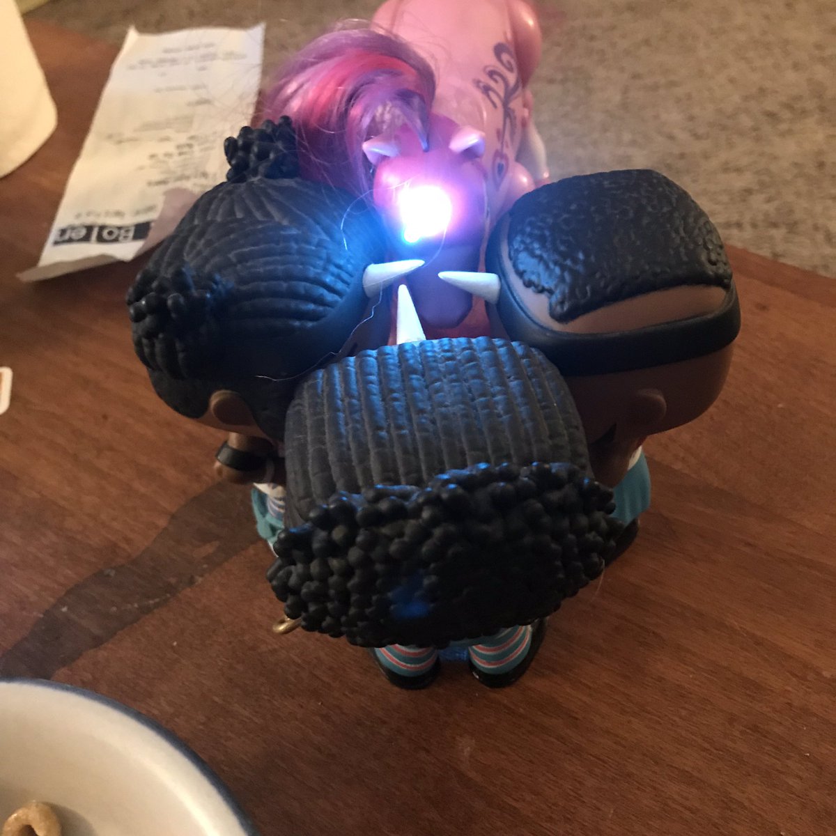 megisdeck's tweet photo. My daughter lined her favorite unicorns for breakfast, and let me know their superpowers! Xavier’s is his trombone, Koffi’s are his hands, and Big E harnesses the power of the warrior. 😂🖤😬 #ItsANewDay #UnicornPower https://t.co/A0jDajOLBr