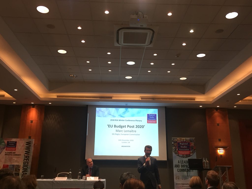‘The EU Bugdet 2021-2027 will be approved before the 2019 European elections’, says @lemaitre_eu of @EUinmyRegion. Well-chosen timing. #RSAWinter