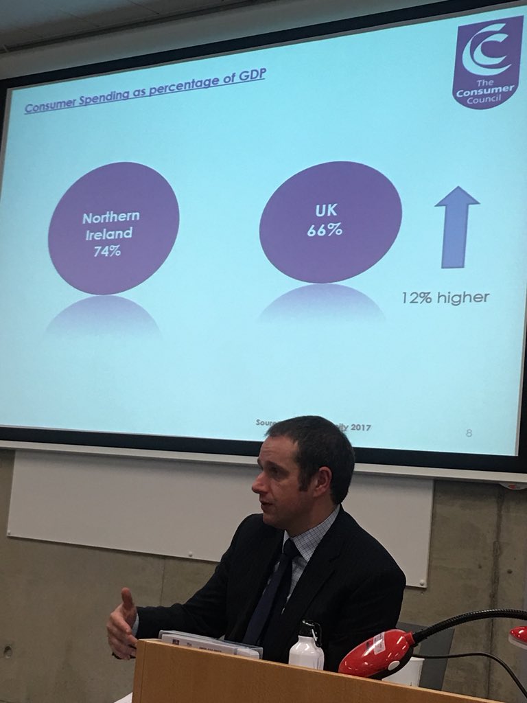 dawnsurgenor68's tweet photo. Interested to hear John French Chief Executive of the Consumer Council discuss what makes Northern Ireland consumers less resilient than the rest of the UK in terms of Brexit #CMFIUUBS #localfood #brexit https://t.co/4mVojLjyHD