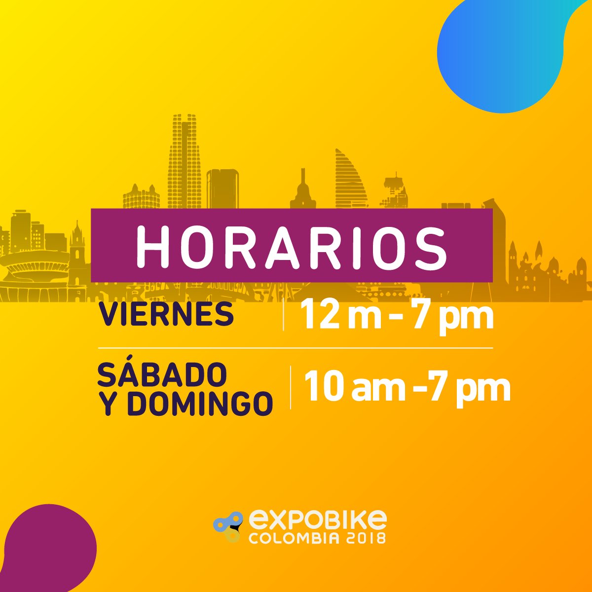 ExpoBikeCol's tweet photo. Desde hoy hasta el próximo domingo, te esperamos en #Expobike2018 con todas las novedades para los amantes de la Bici. Nos vemos en @UnicentroBogota https://t.co/m4KlGk730u