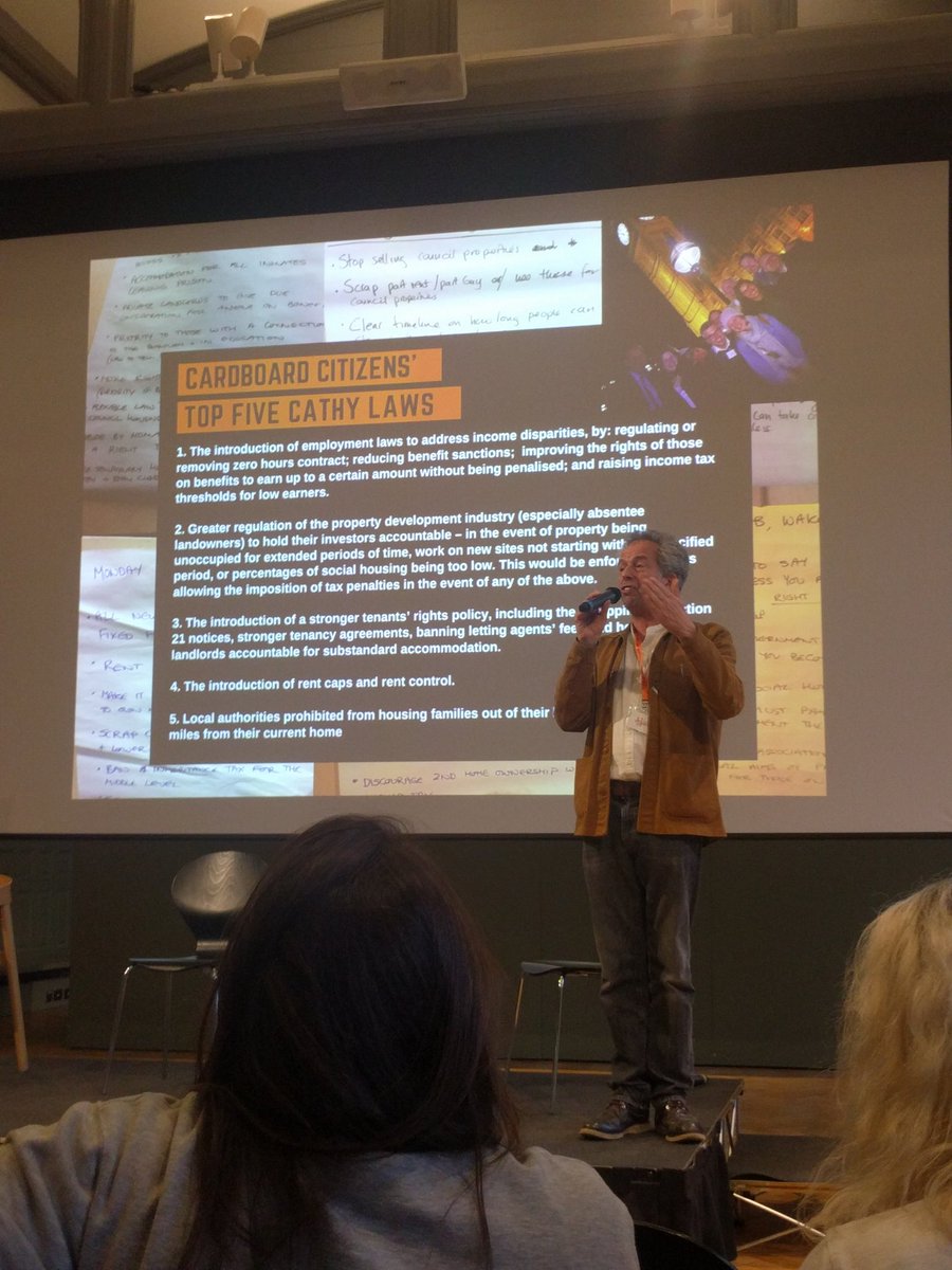 KatyRubinTO's tweet photo. Incredible stories of how @CardboardCitz forum and legislative theatre projects across the UK, including #Cathy, #ManonBench and more, have influenced policy like the Homelessness Reduction Act! #wovsummitfest #watchactvote https://t.co/O0DGtuHloJ