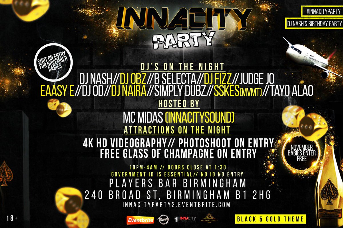 InnaCityNash's tweet photo. Tonight All Roads Lead To #innacityParty 🥳
♣️Black & Gold Theme
📸Photography & Videography
💃🏾Red Carpet Entrance
🕴🏾November Babies Come Free
Group Deals Available - Get Your Tickets Now 📲
https://t.co/SUJyii6z3E https://t.co/jUkcHnlbY0