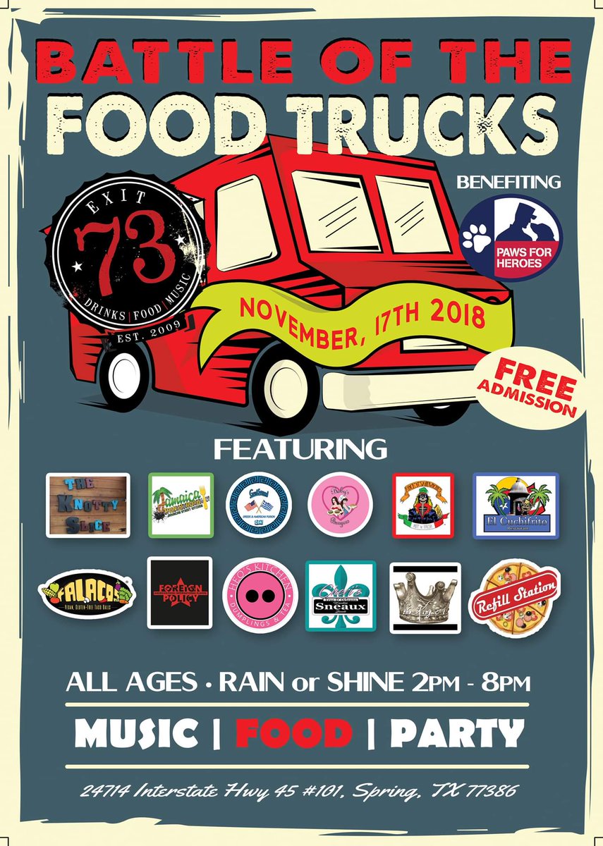 Refill_Station's tweet photo. Y'all dont wanna miss this! Spring, Texas Saturday #battleofthefoodtrucks #streeteats #htxeats #springfoodies #woodlandsfoodies https://t.co/p48QfaR9N3