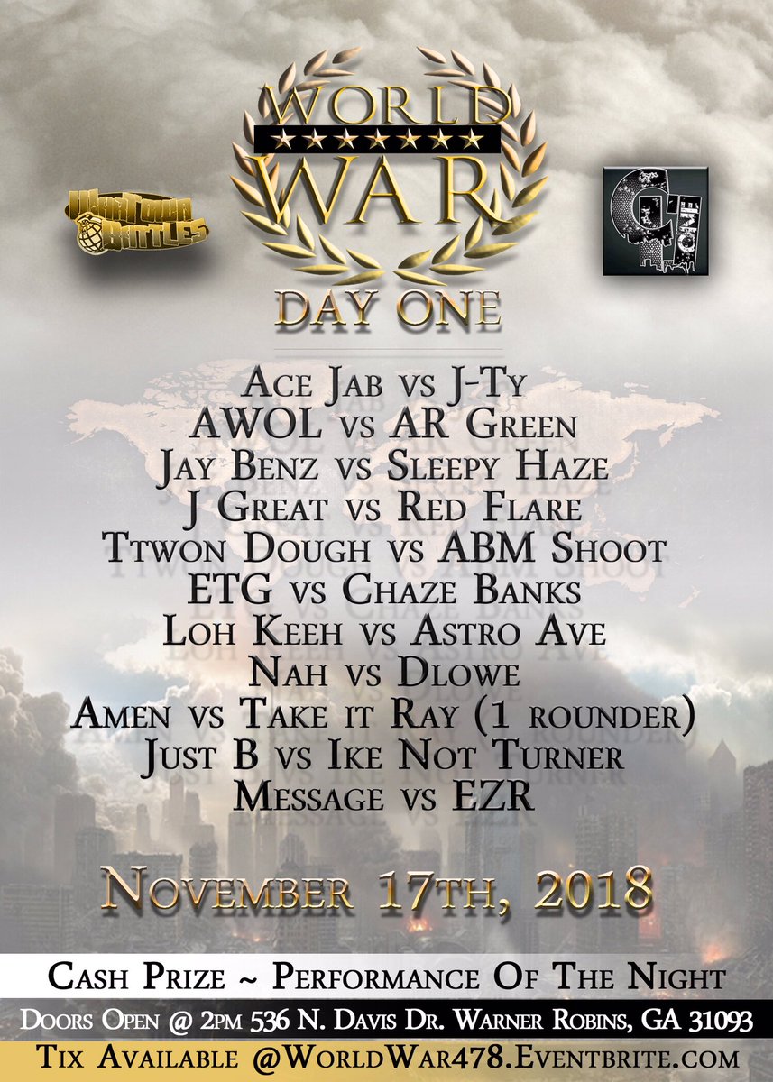 WarTownBattles's tweet image. Tomorrow we kick off *DAY 1* of the 1st ever 2-Day Event in @WarTownBattles Middle Georgia!!!! If you don’t have your tix already here’s the link WorldWar478.eventbrite.com or you will be able to purchase them at the door...

Tomorrow it STARTS!!!! ~ #WW478 #WorldWar478 #2DayEvent