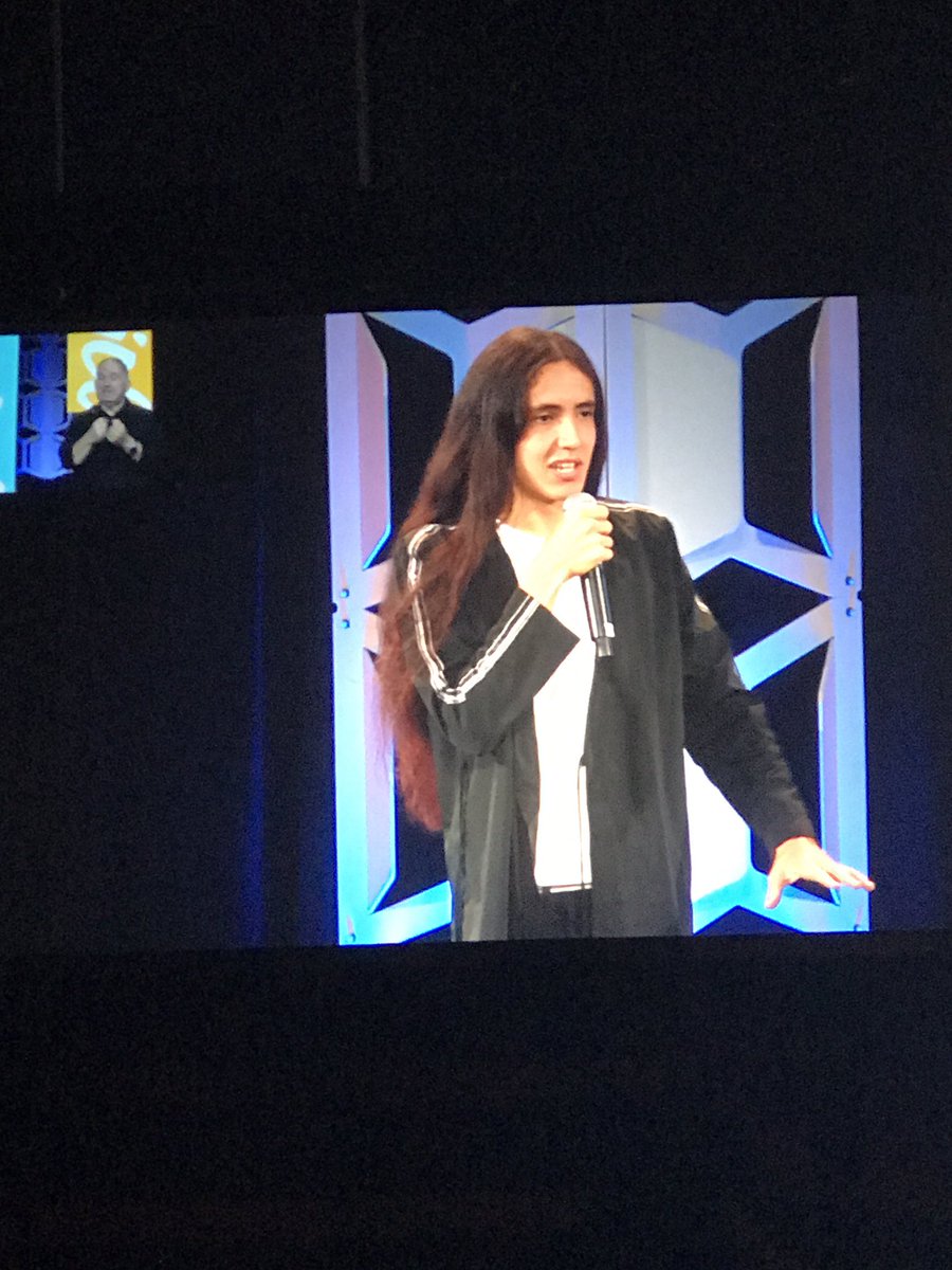 Aecullum's tweet photo. The kids are not the future. They are here today.  Thank you Xiuhtezcatl Martinez! #NCTE18 https://t.co/ZMP5jw9TDt