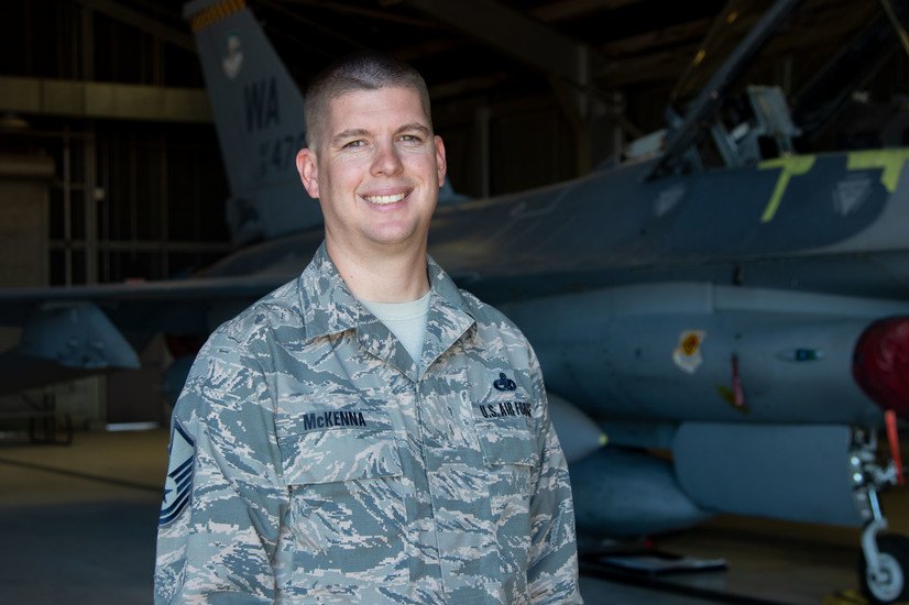 usairforce's tweet photo. #AirForce Master Sgt. Patrick McKenna loves being able to work with his hands. Learn about this crew chief's story and how he helps make falcons fly. #FaceofDefense #KnowYourMil https://t.co/Hp2tg9HYja https://t.co/oCvIE8wqsw