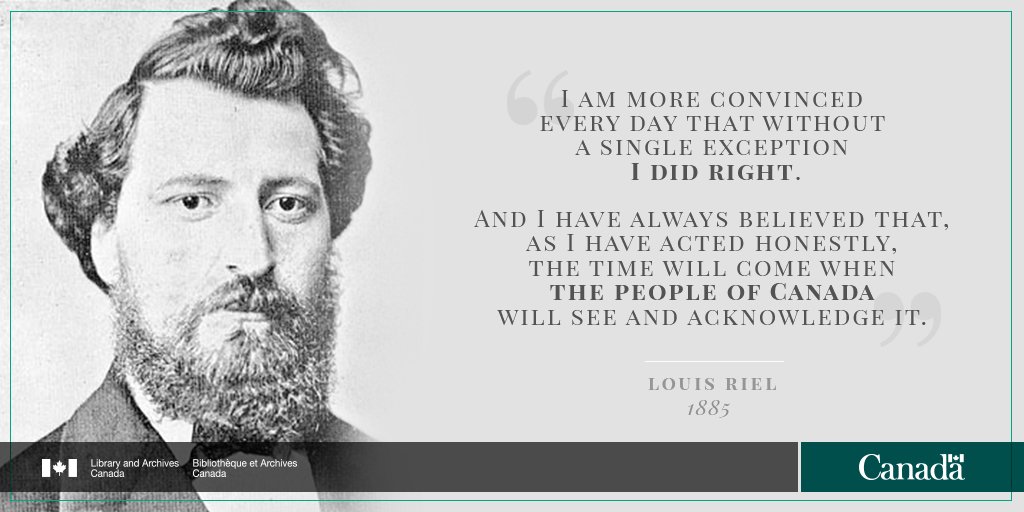 LibraryArchives's tweet image. Louis Riel (1844-1885) was Métis spokesperson, founder of Manitoba, teacher, and leader of the North-West Resistance. He was the voice of the Métis people during a turbulent time in Canadian history. Have a look at his legacy: ow.ly/Eb0L30mDi33  #LouisRielDay #RememberRiel