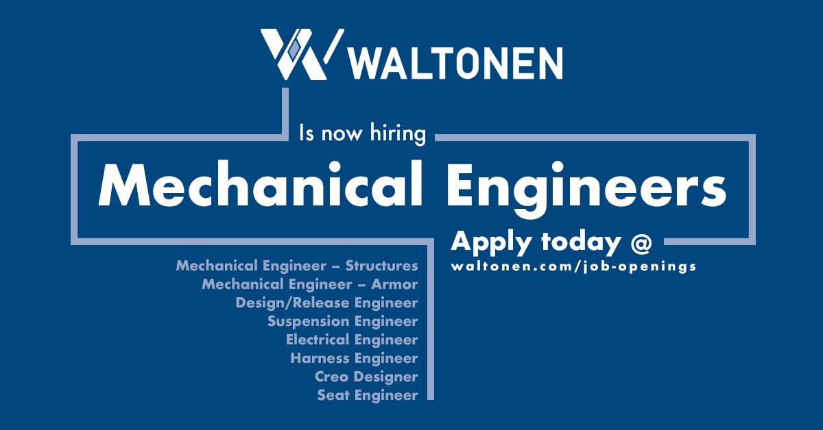 WaltonenEng's tweet photo. Waltonen is now hiring Mechanical Engineers. Apply now at:
https://t.co/lcDbSxLvQ9 https://t.co/NmpuZyblXs