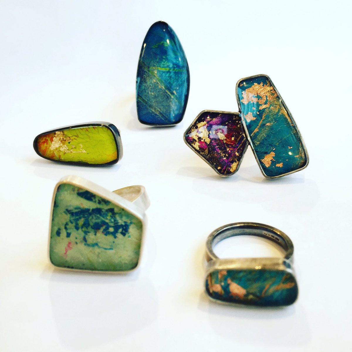 WorkGallery1's tweet photo. We are #inlove with the #newcollection of #colourfulrings from @DesignsBarnes #atworkgallery #contemporaryjewellery #oxidisedsilver https://t.co/CngVf1o3Wb