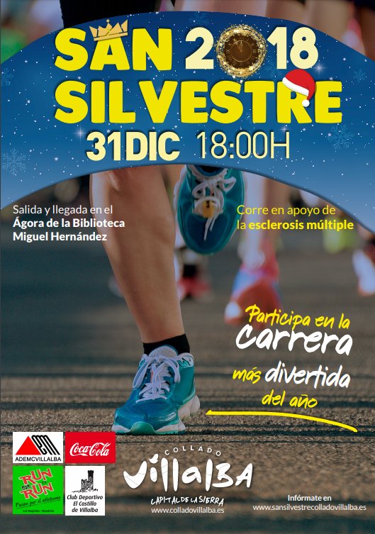 Ya tenemos el cartel de la próxima edición de la <a href="/sansilvestrecv/">San Silvestre CV</a> Corre a apuntarte.
Toda la información sobre #lacarreramasdivertidadelaño la tienes en sansilvestrecolladovillalba.es