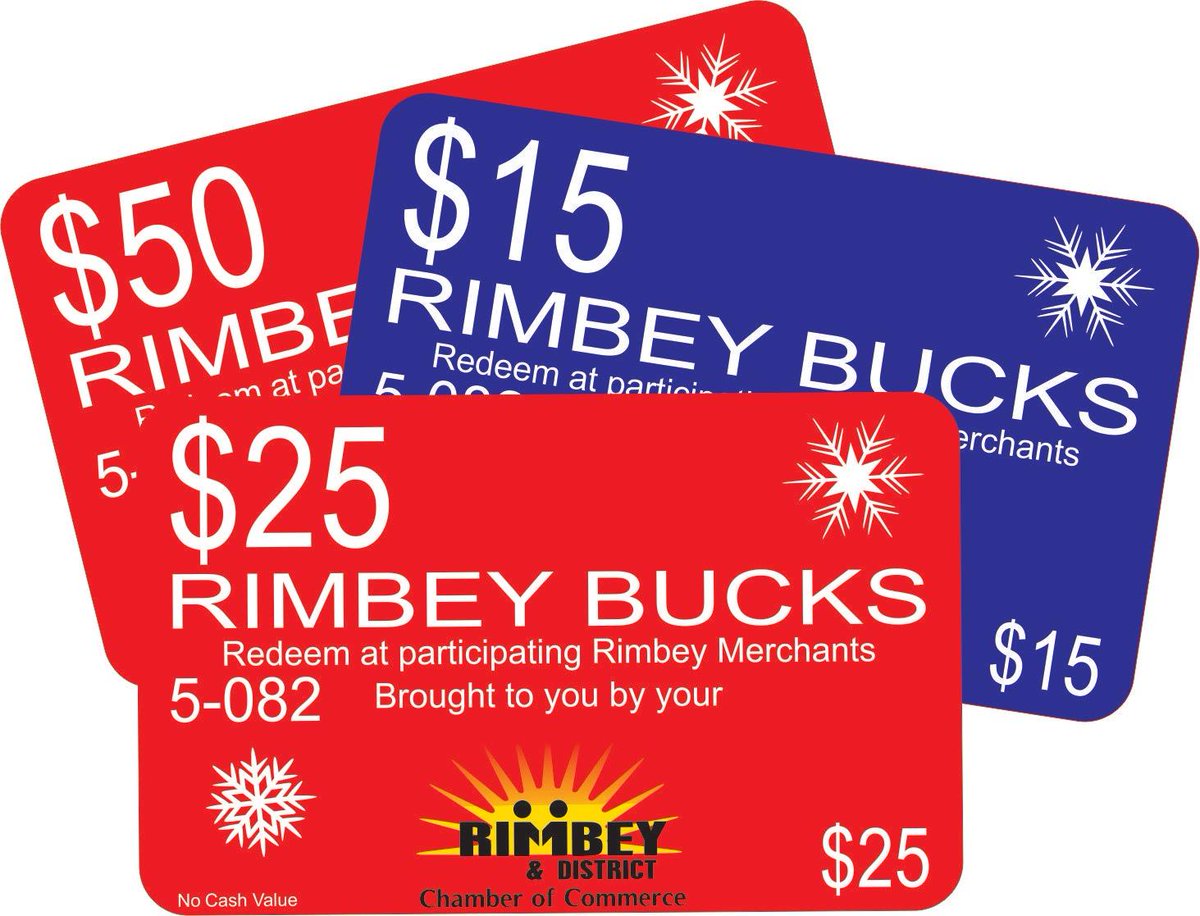 Are you looking for a way to promote local shopping this holiday season? The Rimbey Bucks are a perfect gift for those hard to shop for people. Available in $15, $25, and $50 denominations at the Chamber Office (Inside Parkland Automotive). #RimbeyChamber #RimbeyBucks #ShopLocal